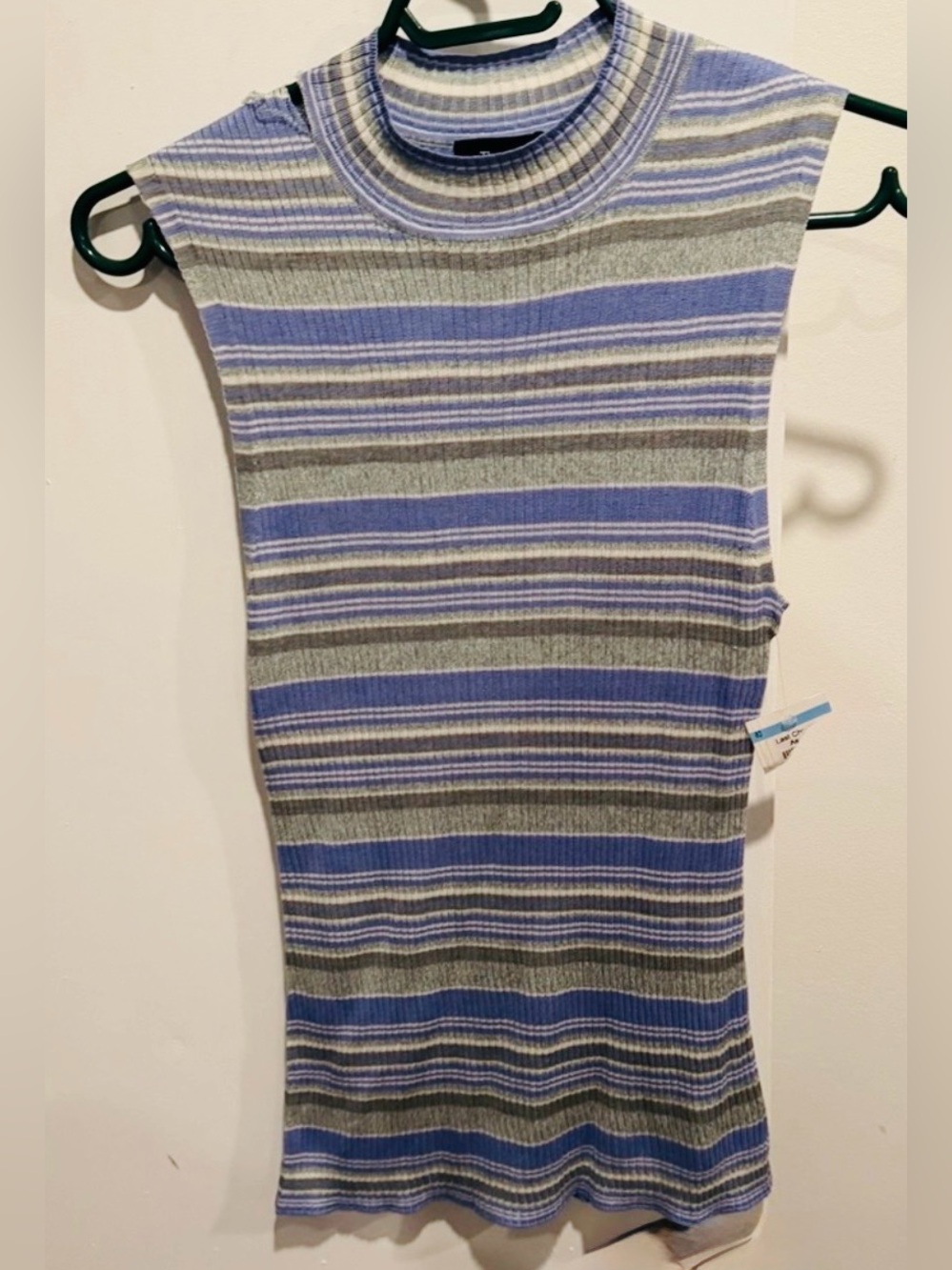 THEORY 💯 Silk Horizontal Striped Knit Shell Mockneck tank grunge office street S